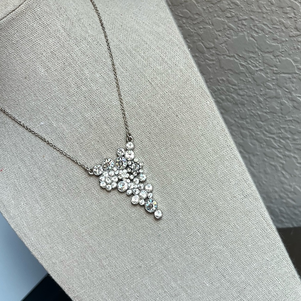 N238 Pilgrim NWT Danish Clear Silver Rivoli Crystal Pendant Extender Chain